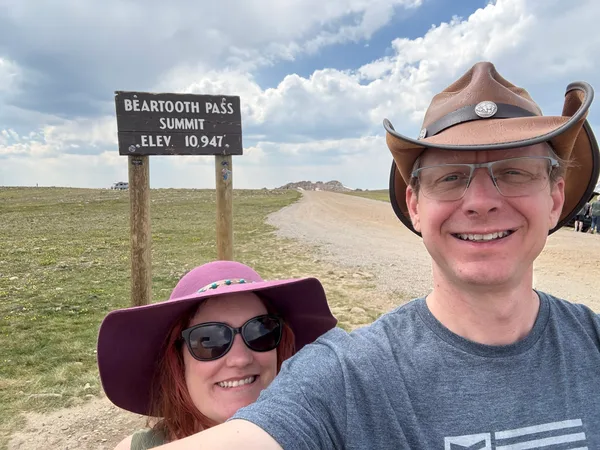 Chad and Kimberley at Beartooth Pass summit in the mountains